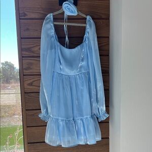 Juniors XS Light Blue Long Sleeve Ruffle Dress